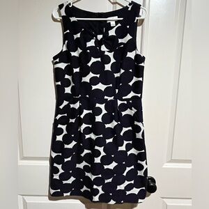 LOFT Navy and Cream Patterned Dress